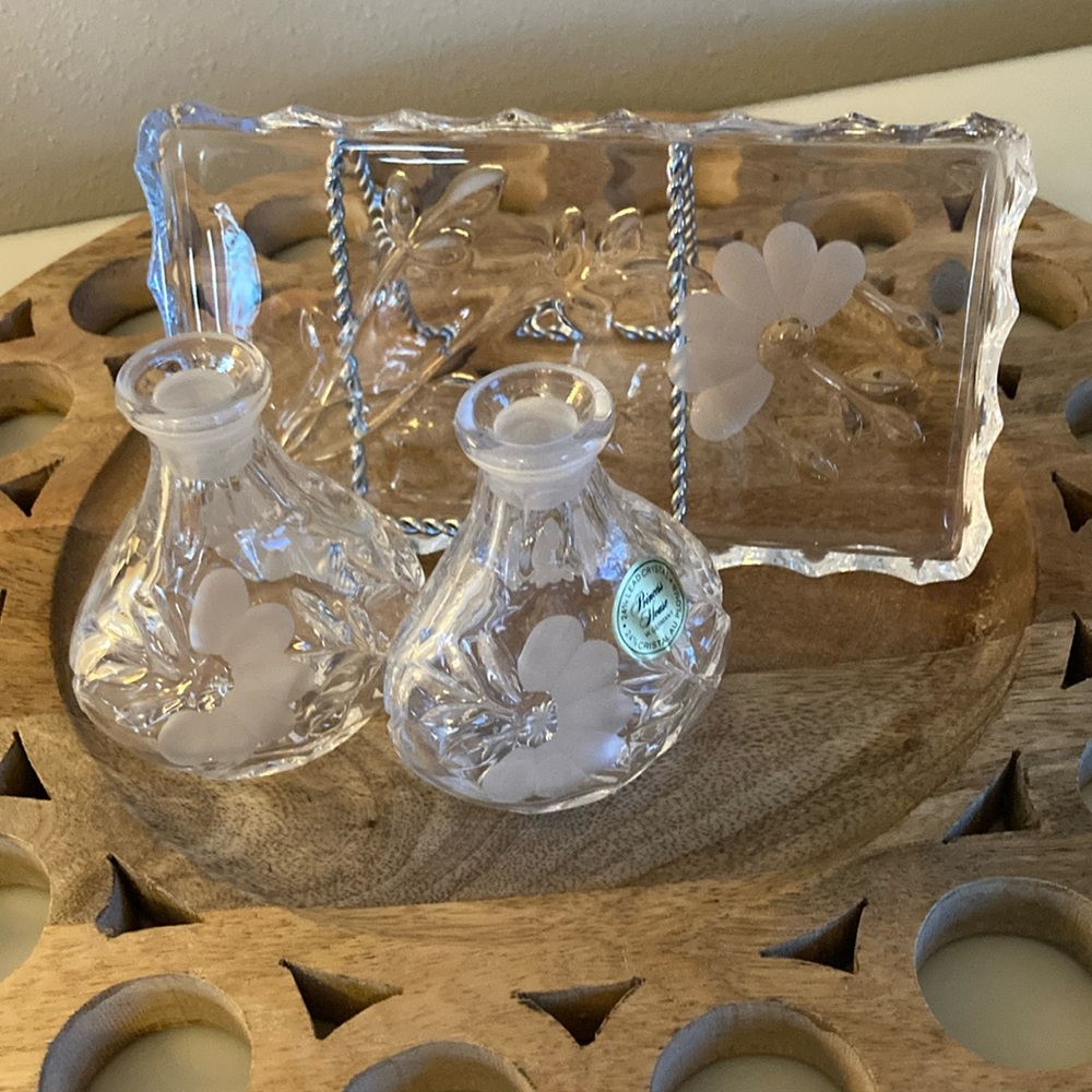 Princess House Vanity Tray and 2 Perfume Bottles